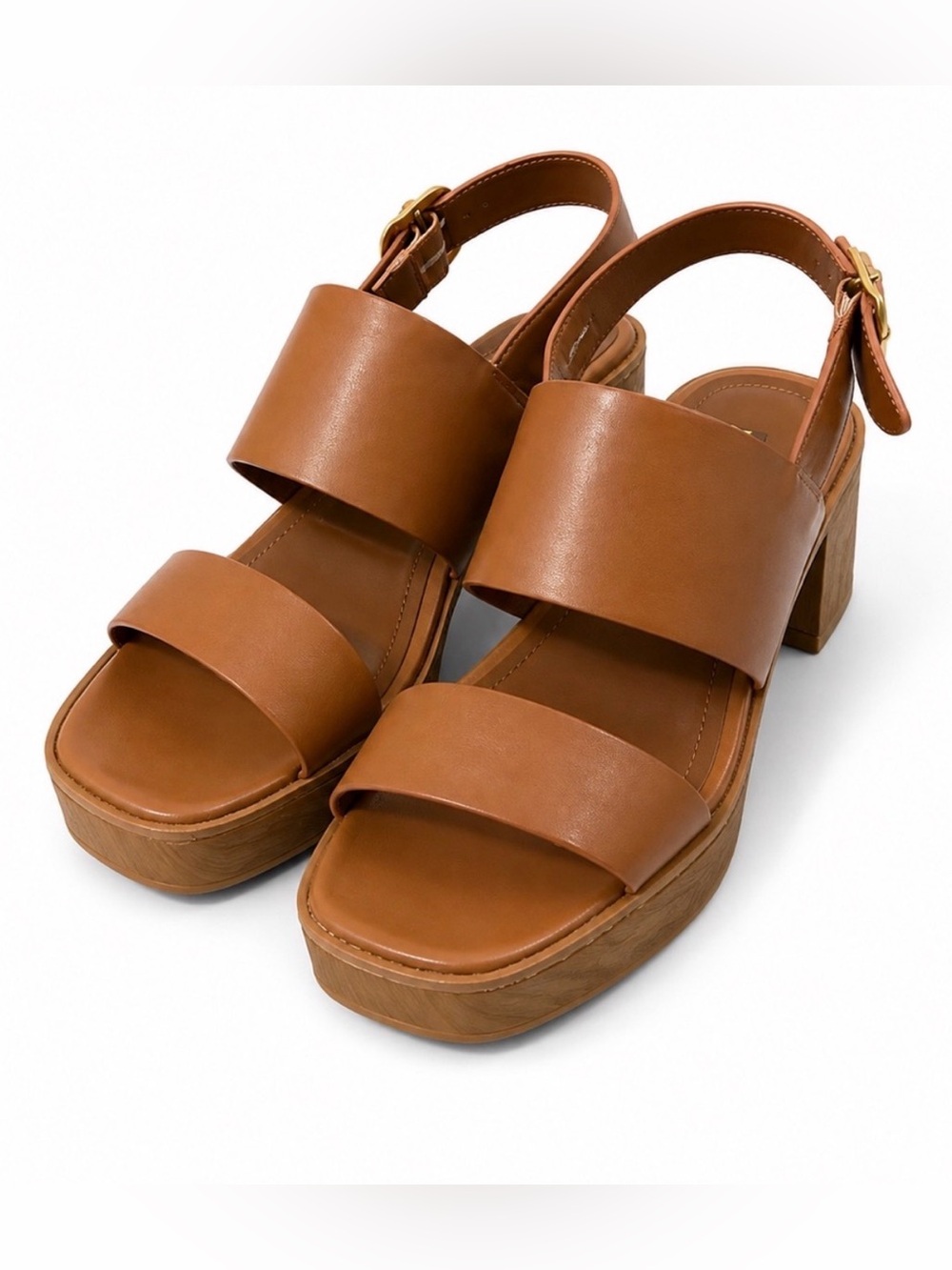 AEROSOLES Tan Leather Platform Sandals
